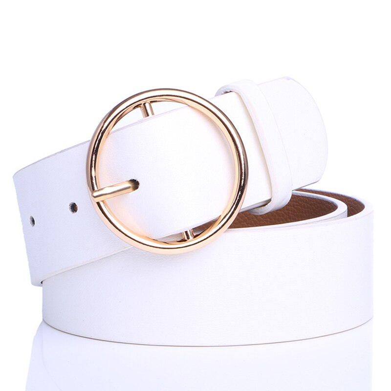 Badinka Neue Runde Metall Kreis Gürtel Bund Damen Breit Weiß Schwarz Gelb Pu Faux Leder Taille Gürtel für frauen