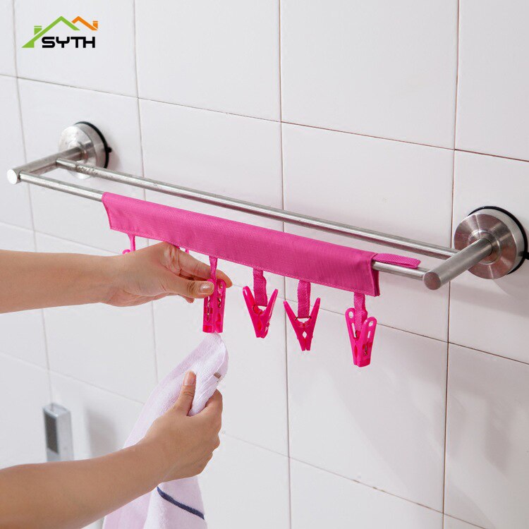 Serise Multifunctional Portable Cloth Hanger Drying Rack Foldable Bathroom Rack Travel Clothespin 6 Clip Hanger Towel