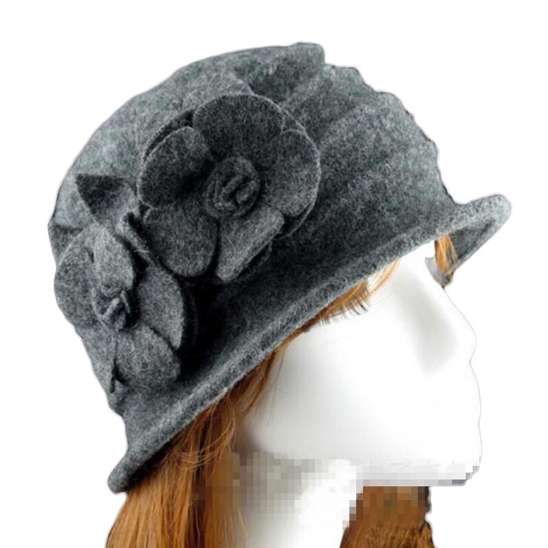 2018 nuove donne fedora 100% cappelli invernali a cupola in pura lana per donna floreale casuale marca calda signora autunno floscio morbido ragazze fedora