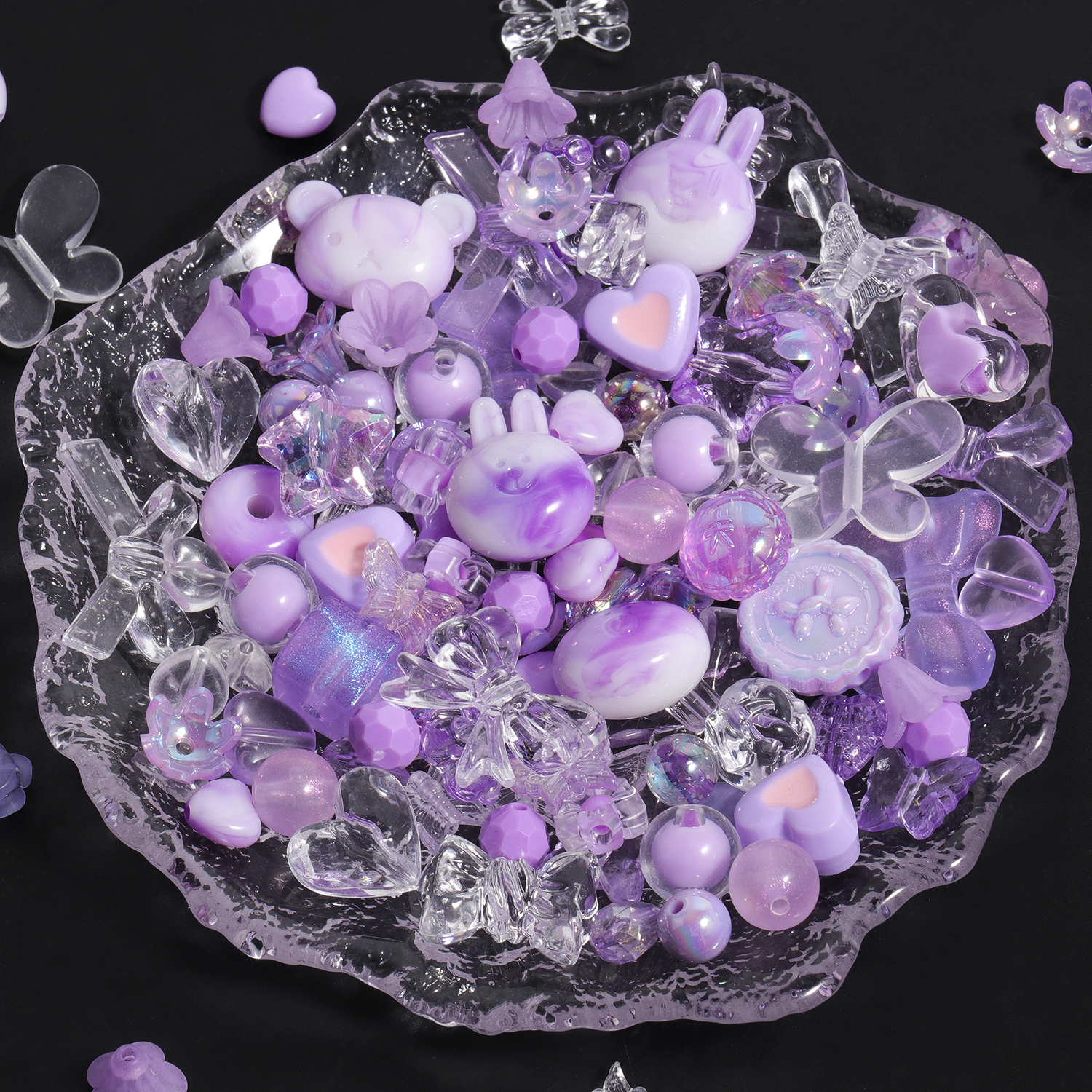 50g Color rosa mezcla aleatoria cuentas acrílicas arco corazón flor cuentas para cadena de teléfono DIY pulsera hecha a mano accesorios para hacer joyas: YELLOW