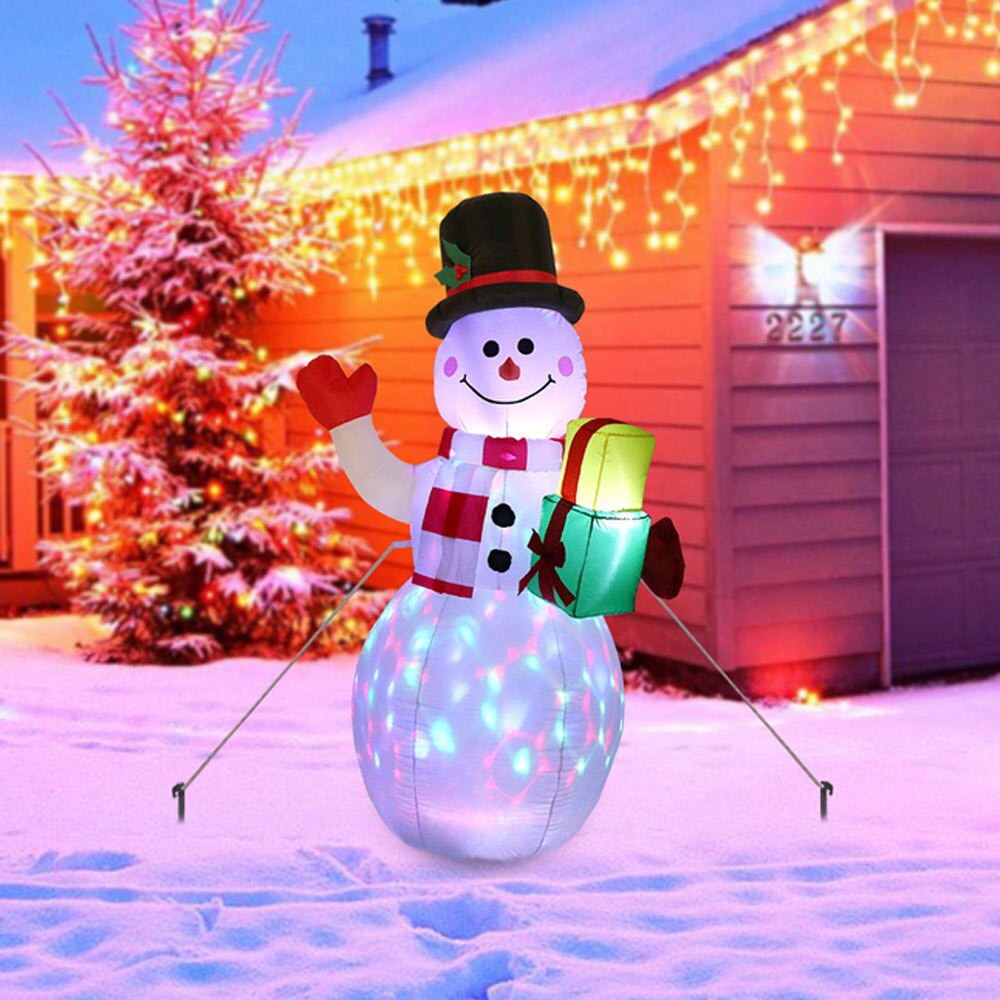 5FT Kerst Opblaasbare Sneeuwpop Kerstman Blow Up Outdoor Decoraties Met Led-verlichting Voor Thuis Yard Xmas Party Decor Eu plug