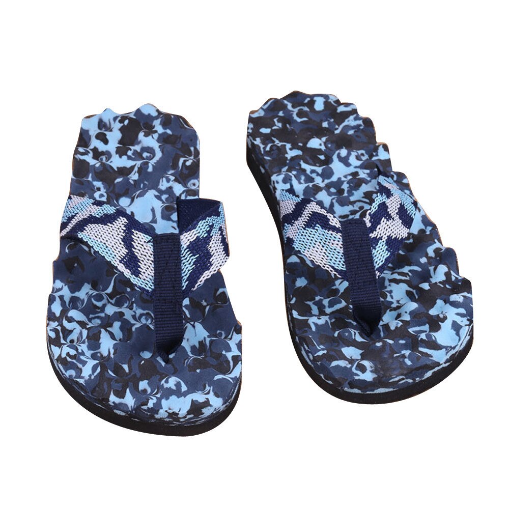 Nouveauté hommes pantoufles Camouflage tongs chaussures sandales pantoufle intérieur et extérieur zapatos de hombre: Bleu / 44