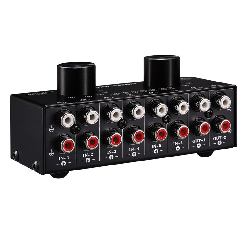 Switcher 6 in 2 Out or 2 in 6 Out Headphone Speaker Switcher Stereo Sound Source Signal Selection Switcher, Interface Adopts RCA