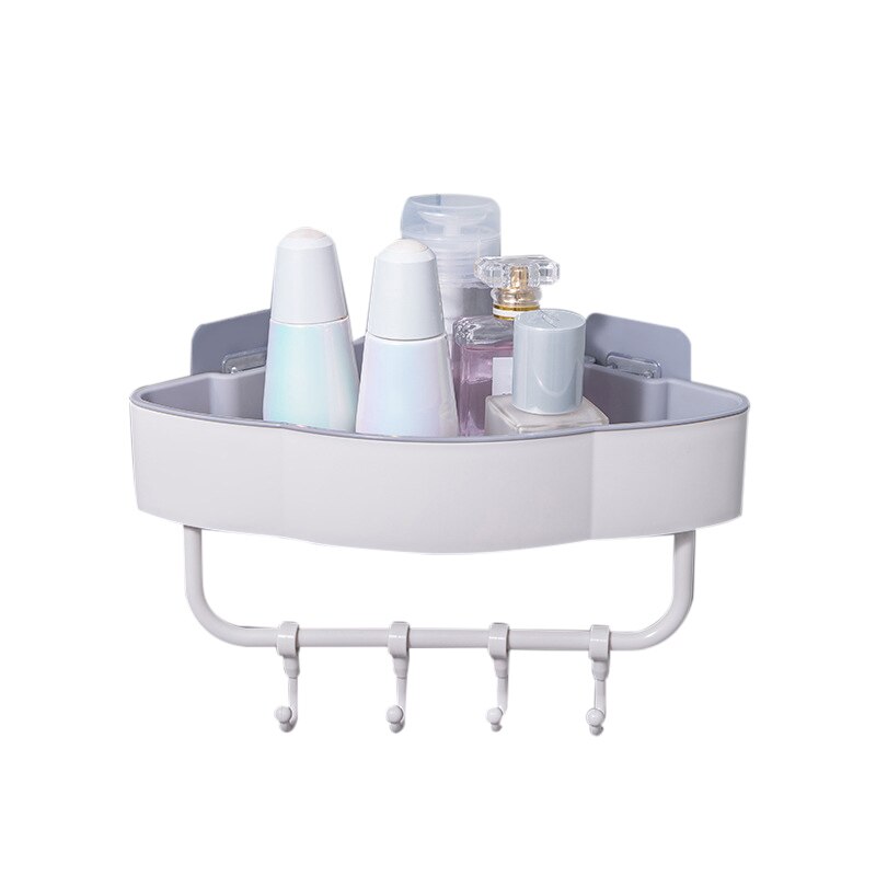 Væghjørne brusehylde trekantet stativ med krog badeværelseshylde shampoo brusehyldeholder køkken opbevaringsstativ organizer: Lysegrøn