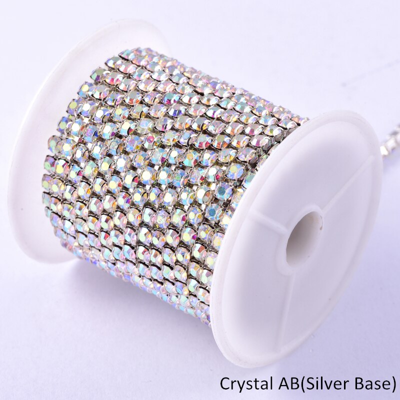 10 Yard SS16 Steentjes Ketting Met D Klauw Glas Kristal Ab Mode Strass Cup Keten Voor Kleding Accessoires B1307: Crystal AB-Silver