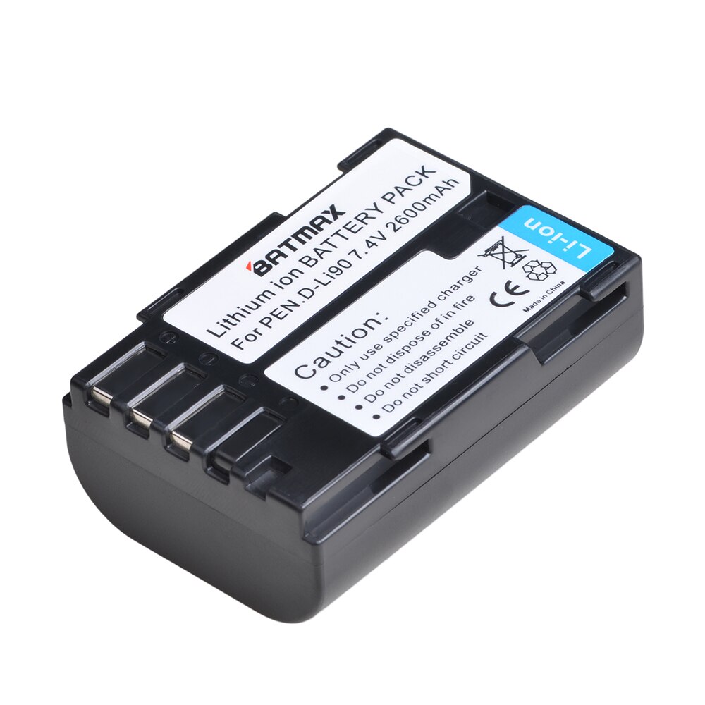 Batmax D-LI90 DLI90 D Li90 batería + LED Dual cargador con el tipo C PortFor PENTAX K-7 K-7D K-5 K-5 II 645D K01 K-3 K-3 II 645Z L15: 1 battery