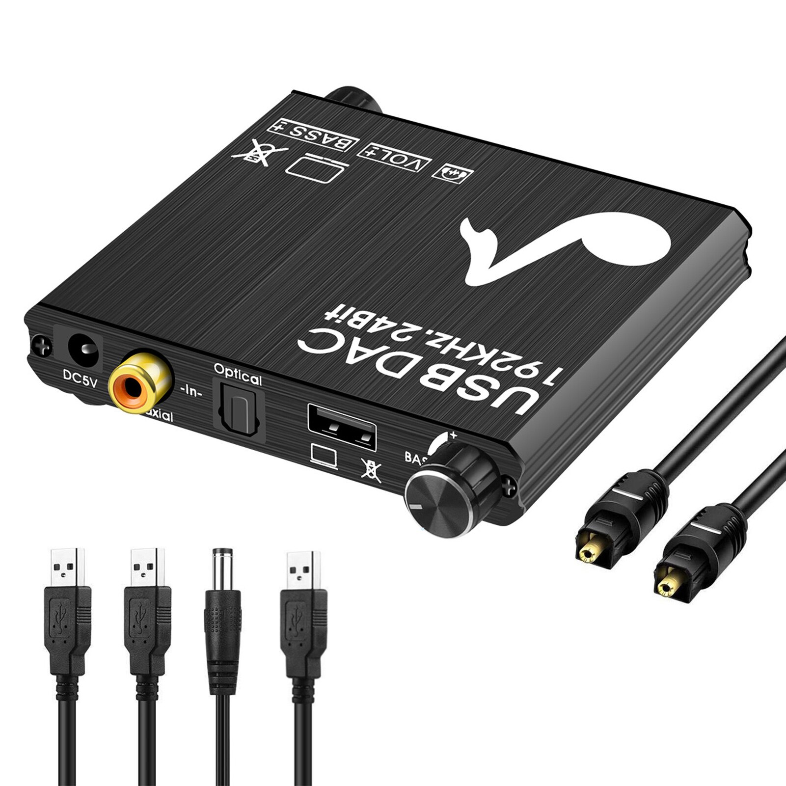 Digitale Audio Analoog Converter 192Khz 24Bit Dac Adapter Opticals Toslink Coaxiale Rca 3.5Mm Voor PS3 PS4 Tv usb Power Kabel