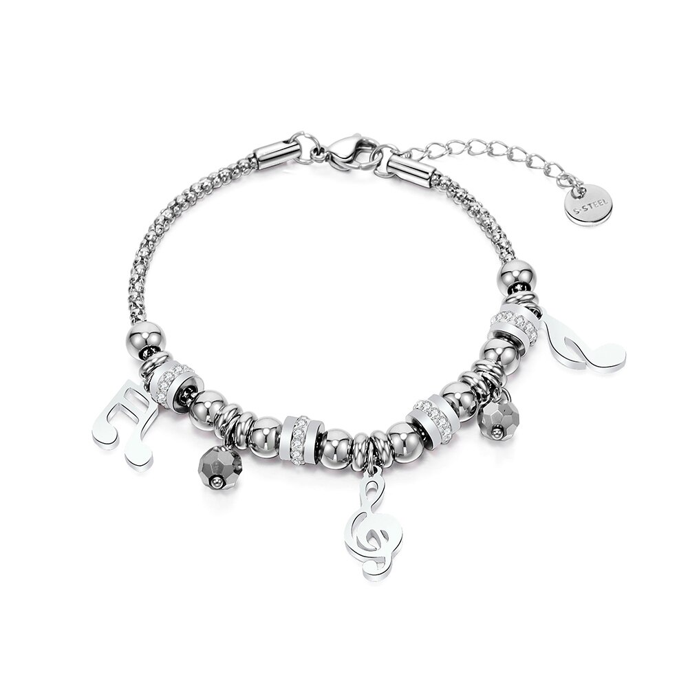 In Acciaio Inox Cat Luna Cuore Star Clover Pendenti E Ciondoli Braccialetto per Le Donne Perline di Cristallo Del Braccialetto di San Valentino Regali Gioelleria Raffinata E Alla Moda: BS40