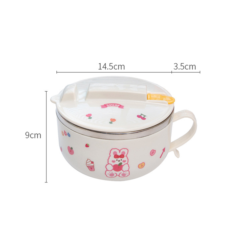 Boîte à déjeuner japonaise Kawaii, bol à nouilles instantanées avec couvercle poignée, boîte à Bento en acier inoxydable 304 1 pièce
