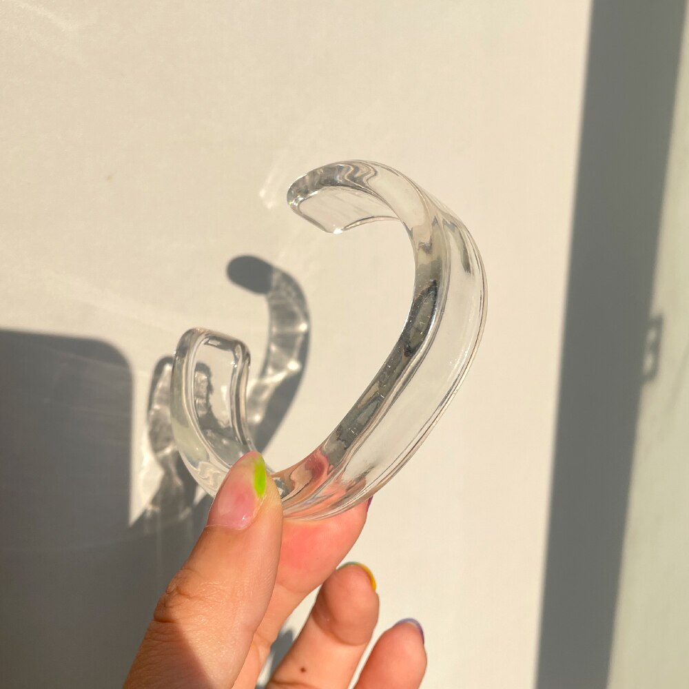 HZ – Bracelet Transparent en résine acrylique colorée, géométrique, Simple, ouvert, Version large, pour femmes et filles, de bijoux,: M