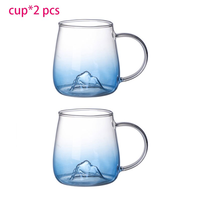 Jarras de vidrio para el hogar, vasos transparentes para agua, jarra de agua de gran capacidad con gradiente azul, calefacción, Juego de vasos de vidrio grueso: 2 pcs