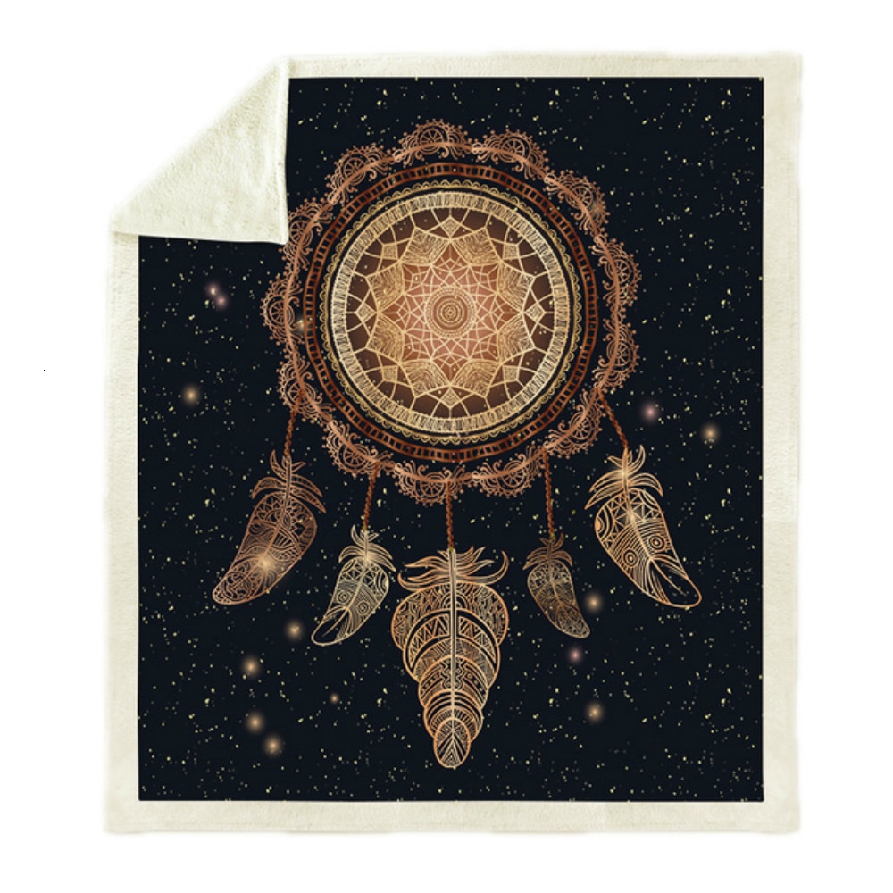 Throw Blanket 3D Printed Dream Catcher Velvet Plush Sofa Blanket Soft Sherpa Fleece Bedspread Microfiber Couch Cover Warm Manta
