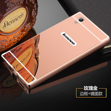 For Lenovo P70 Case Luxury Mirror Cover Metal Aluminum Bumper Frame Case For Lenovo P70 Case P70-T Gold Plated PC Back Cover 5.0: with Tempered glass / Mirror Rose gold