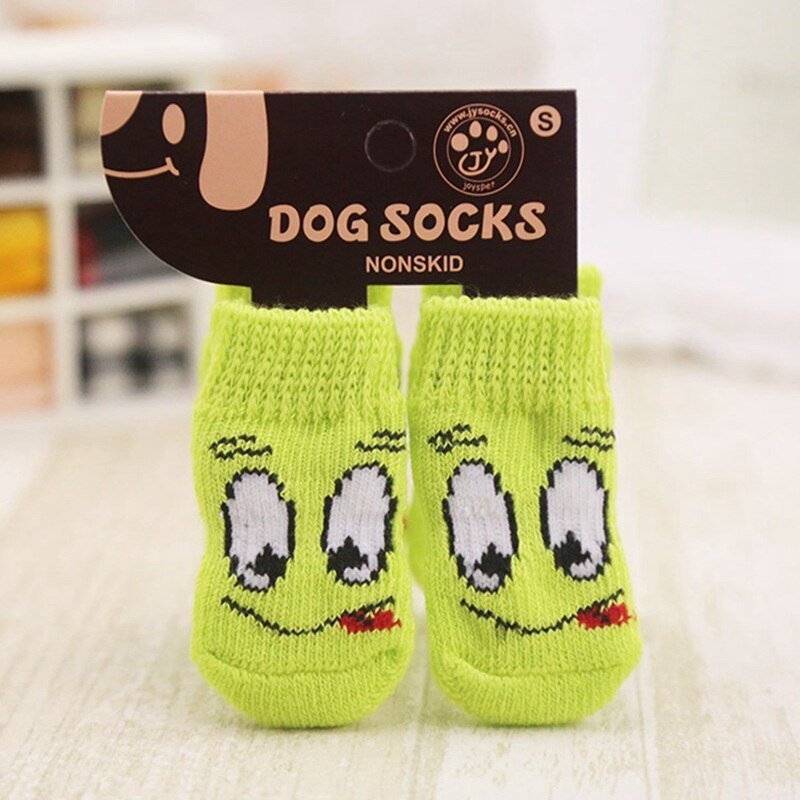 Hvalpestrømper til hunde sokker til katte kæledyrsforsyning doggie anti-glidende tegneserie anti-slip glidestrømper til små hunde
