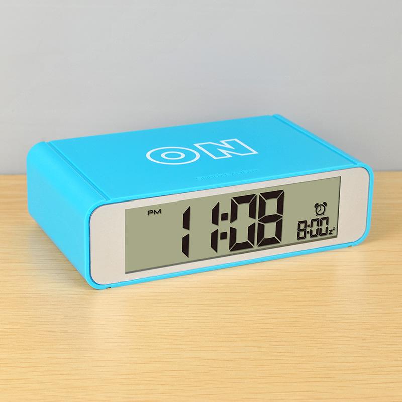Intelligent Flip Alarm Clock Digital Electronic Top Touch Sensor Watches Luminous Snooze Bedside Clocks Rechargeable Desktop: blue 