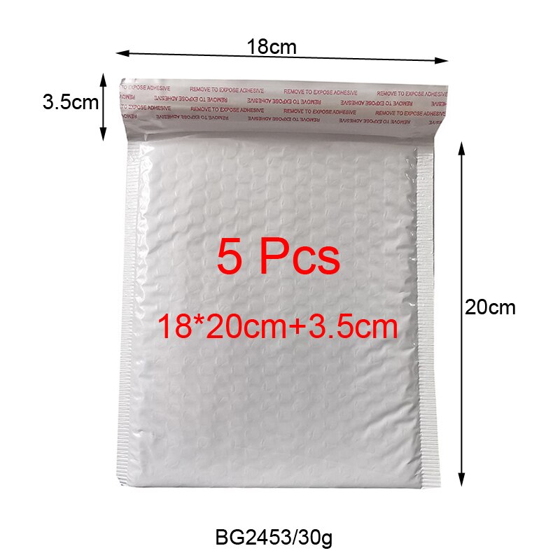 5 Stuks Van Verschillende Specificaties Witte Zak Schuim Envelop Foam Folie Kantoor Verpakking Envelop Vochtwerende Trillingen Tas: 5 Pcs 18x20cm