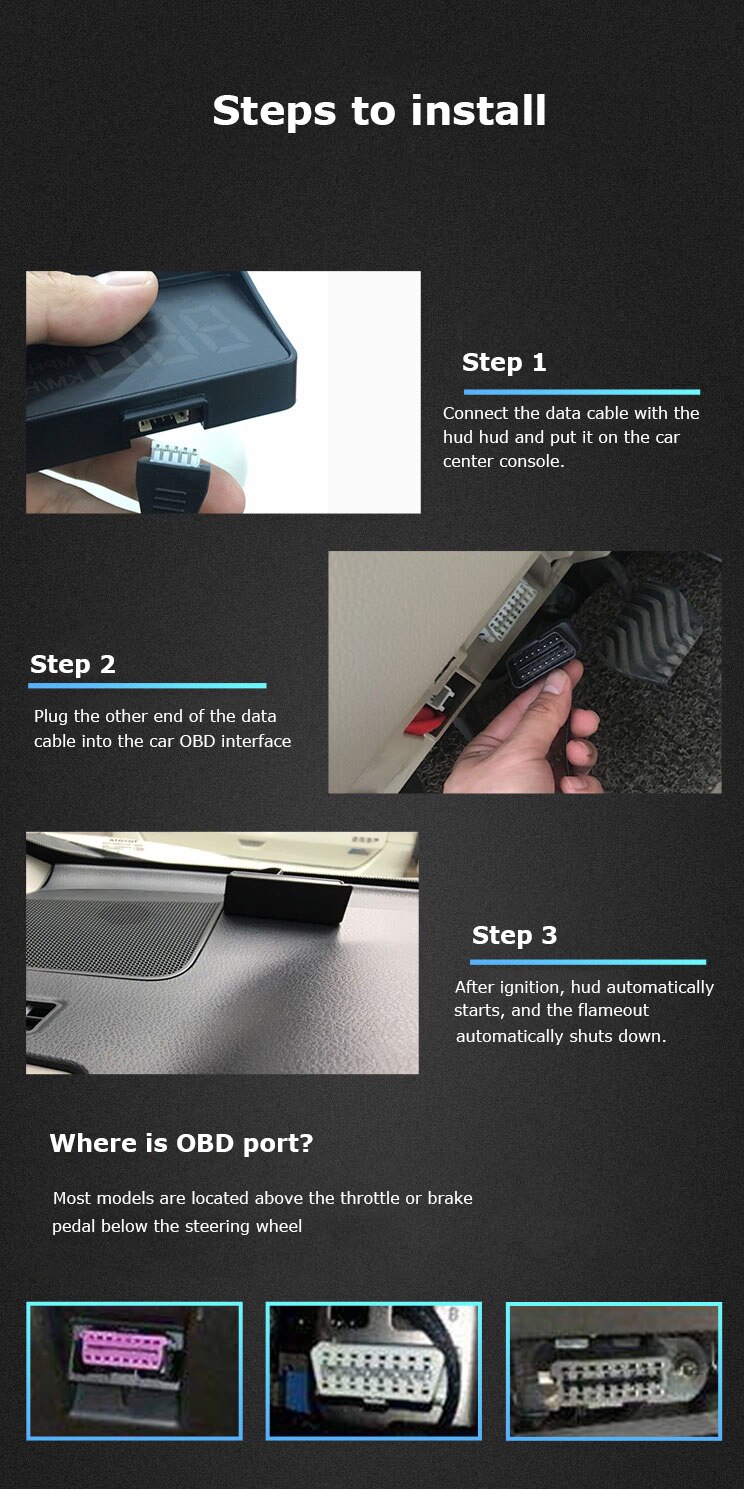 GEYIREN hud C200 Hud Display Car KM/h MPH Auto Electronics A100 A100s OBD2 Hud windshield Projector display