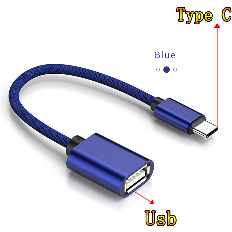 Type-C/Micro USB Male To OTG Adapter Cable USB OTG Adapter Cable USB Female To Micro USB Male Converter Otg Adapter Cable: type c blue 05
