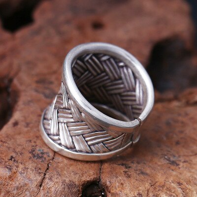 925 Sterling Silver Fine Jewelry For Men Women Thailand Chiang Mai Handmade Weave Opening Ring