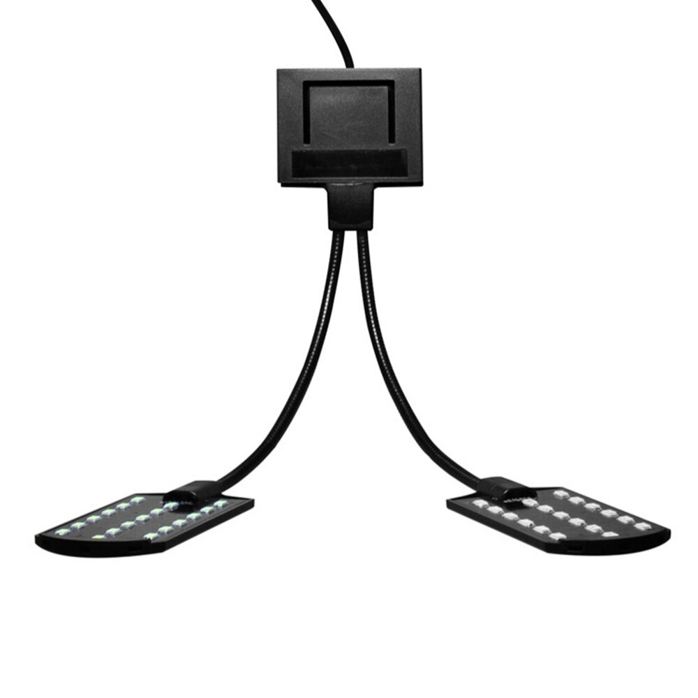 15W LED Fish Tank Clamp Lamp Aquarium Light USB Aquatic Lighting Waterproof Lamp for Fish Tank with Plug Black