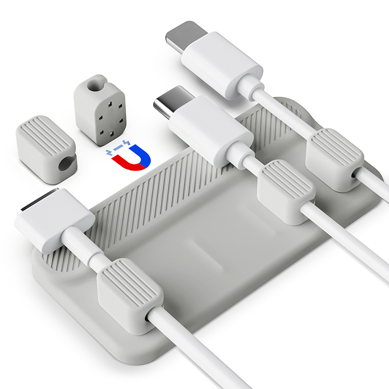 Organizador de cables magnético de silicona autoadhesivo, soporte para Cables USB DIY, Clips de escritorio flexibles de silicona para organizador de cables de ratón