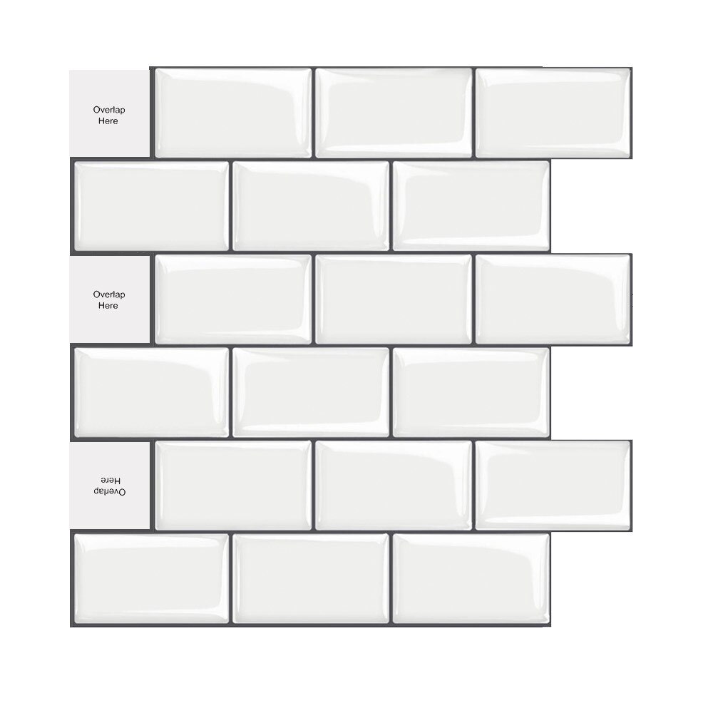 White Subway Tiles Peel and Stick Backsplash, Stick on Tiles Kitchen Backsplash: MT1010