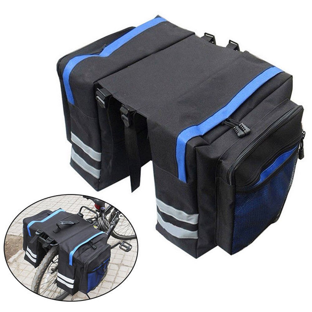 Multi Pocket Trunk Bag Carry Luggage Durable Reflective Strip Mountain Bicycle Double Pannier Storage Mesh Rear Seat Portable