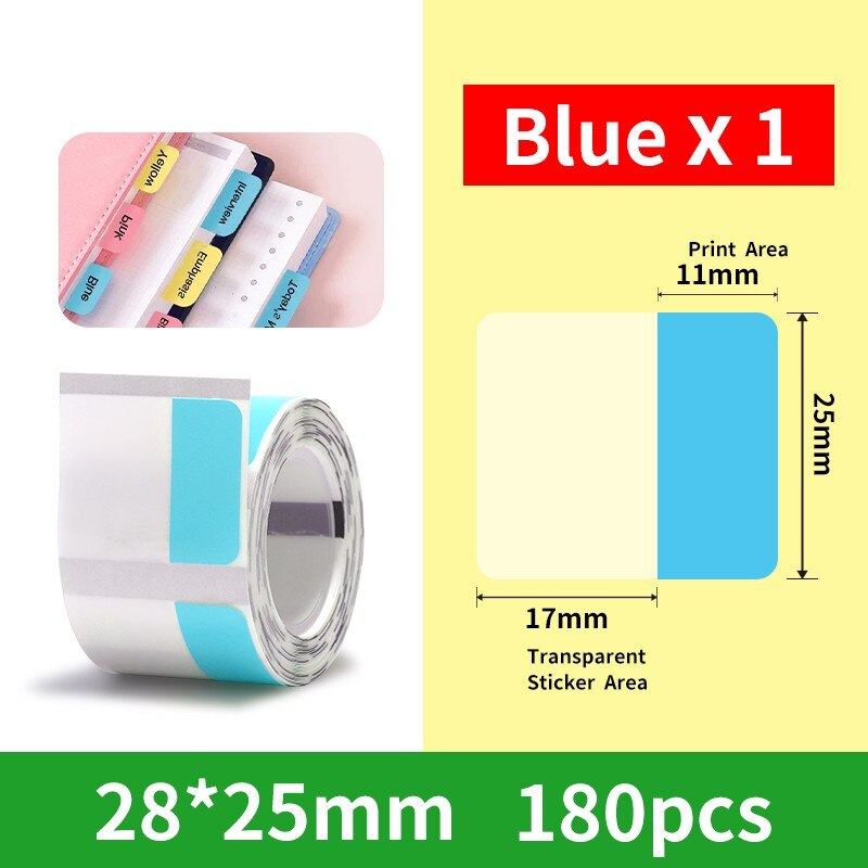 Niimbot B21 Bookmark Papier Marks Stickers Label Papier Waterdicht Naam Etiket Papier: blue 28x25mm