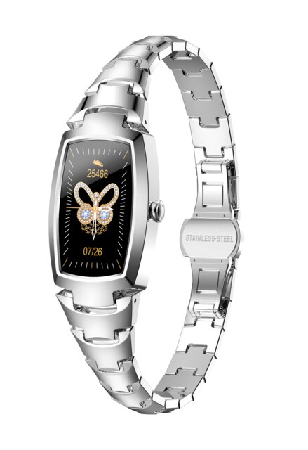 Smartwatch femmes H8 Pro LEMFO montre intelligente IP67 étanche Fitness Bracelet fréquence cardiaque ECG moniteur pour Android IOS PK H8: silver