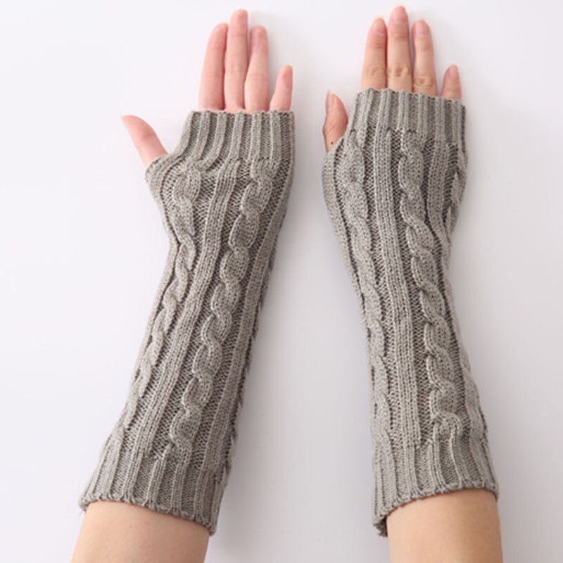 Frauen Winter warm Handgelenk Arm Hand Wärmer betroffen Lange Halbhand Ellenbogen Handschuhe Handschuh: Grau