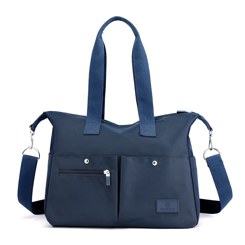 Borse da donna in Nylon di grande capacità borsa a tracolla Shopping impermeabile borse a tracolla Tote Casual multi-tasca: Navy Blu