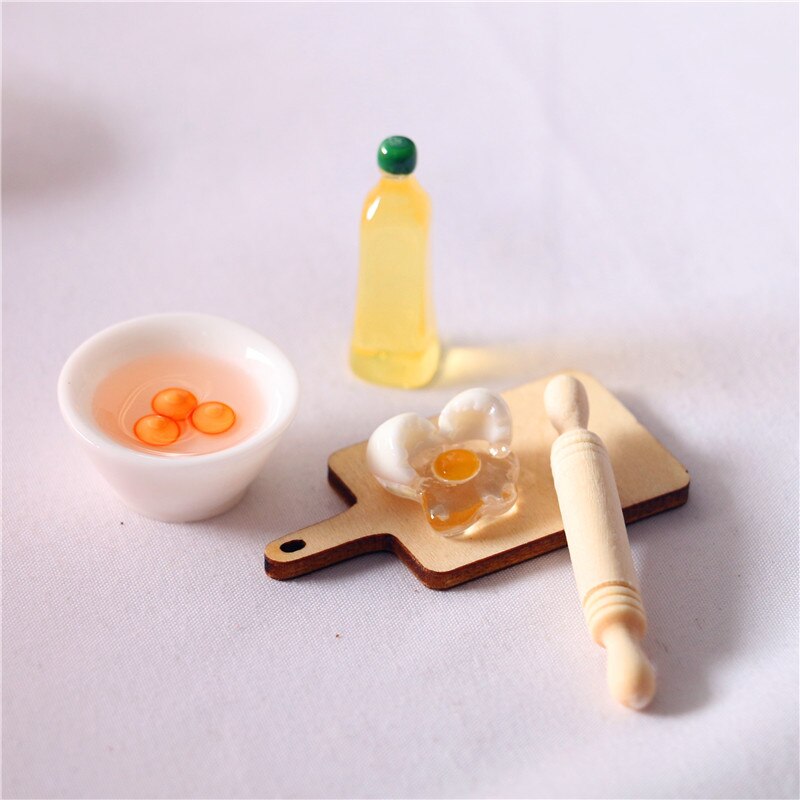 dollhouse Dollhouse Miniature Kitchen Candy Toy Rolling Pin Egg Holding Bowl Olive Oil Tool Model Filming Props