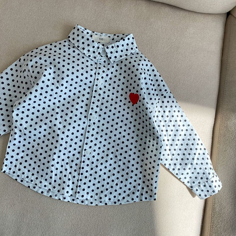 HAYANA 2022 Spring Kids Clothes Long Sleeve Boys Shirts Girls Blouses Korean Casual Shirt for Brother and Sister: dot / 6T