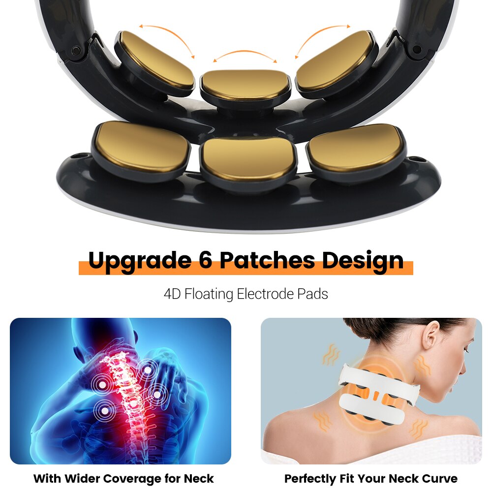 Smart EMS 6 Heads Neck Massager Shoulder Cervical Massager Micro-current Electric Compress Pulse Neck Protector Pain Relieve