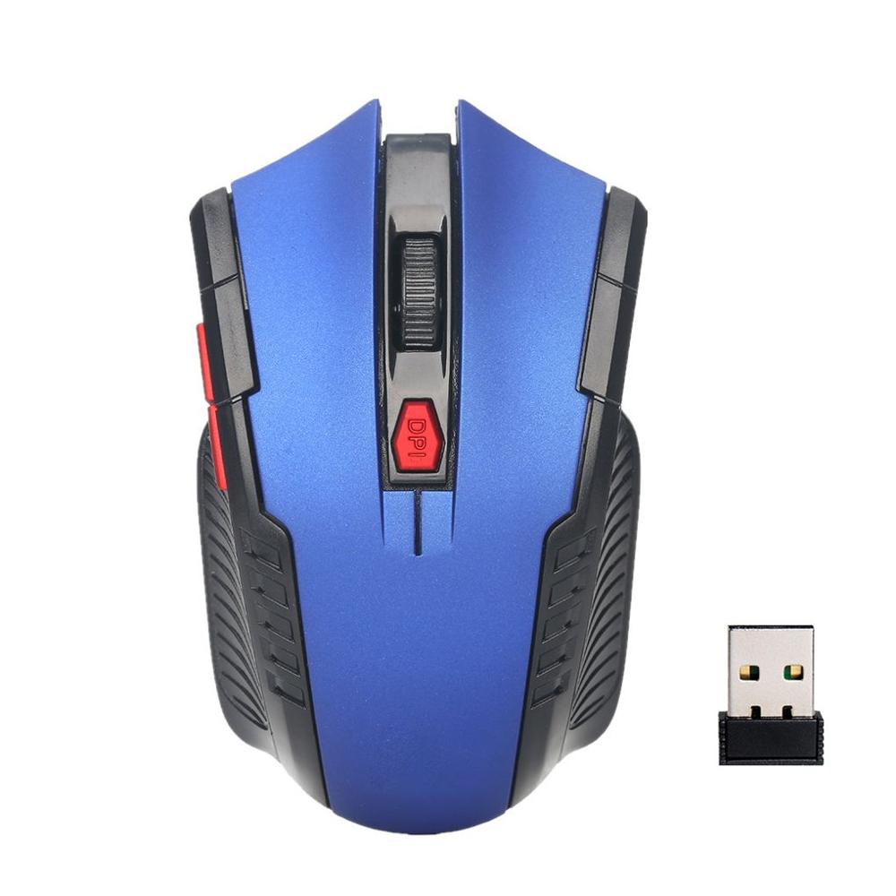 Souris optique sans fil 1600 Ghz, 2.4 DPI, 6 boutons, pour ordinateur et Portable: blue