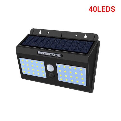 20-80 led solenergi gatubelysning rörelsesensor lampa vattentät panel pir trädgård dekoration belysning utomhus gångväg vägglampa: Stora 40 lysdioder