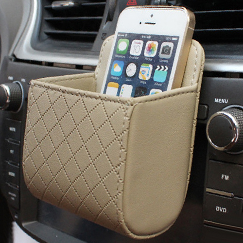 EAFC PU Leder Auto Auslauf Luft entlüften Papierkorb Auto praktisch Halfter Tasche Beutel Organizer Hängen Kasten Auto Liefert zubehör: Weiß