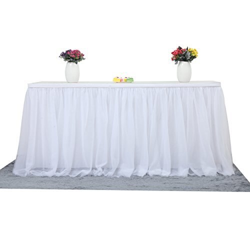 Falda de mesa de tul con tutú de Color liso para boda, decoración de mesa de , accesorios de manteles textiles suaves para el hogar: Blanco