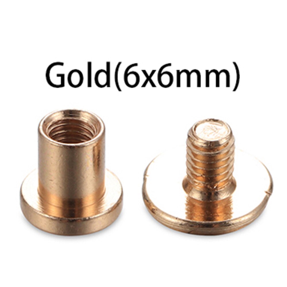 20Pcs Schraube Nagel Nieten Für Leder Handwerk Gürtel Feste Messing Nagel Nieten Schrauben Tuch Taste Dekoration Nagel DIY sammelalbum: gold 6x6mm
