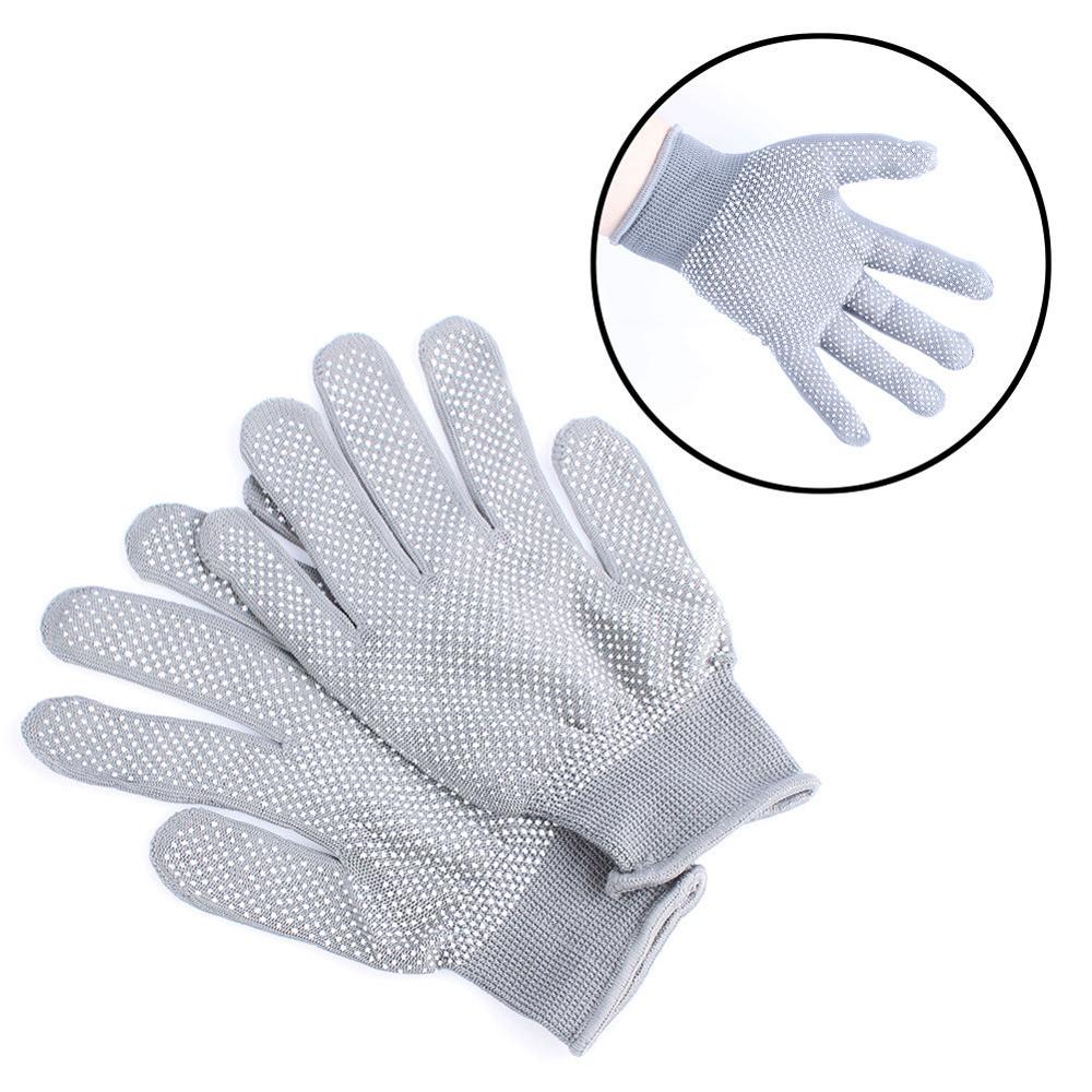 Guantes Protectores de dedo para peluquería, resistentes al calor, para alisador de pelo, rizador permanente, plancha plana, color negro y gris, 1 par: Gris