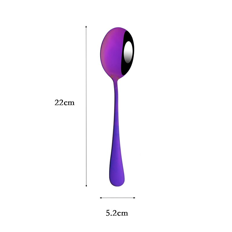 Purple Stainless Steel Dinnerware Set Soup Spoon Colander Spoon Service Spoon Salad Fork Cake Spatula Set Baking Accessories: 1Pc Service Spoon
