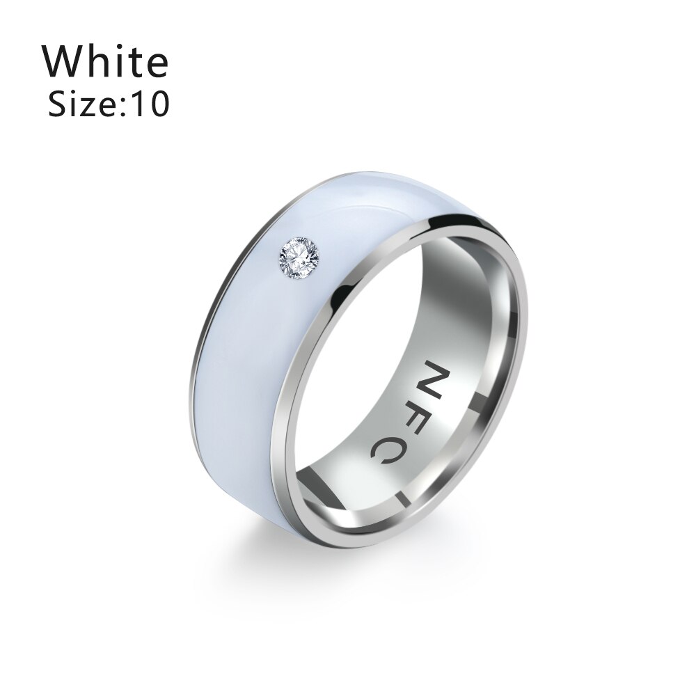 NFC Multifunctional Intelligent Smart Finger Ring Wear Connect For All Android Phone Equipment Digital Rings: white 10