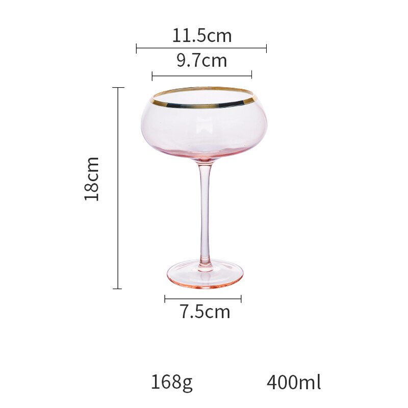Europa håndmalet guld krystal vinglas pink bæger cocktailglas champagneglas dessertkop mælkeglas bryllupsglas: D 18 x 9.7 x 7.5cm