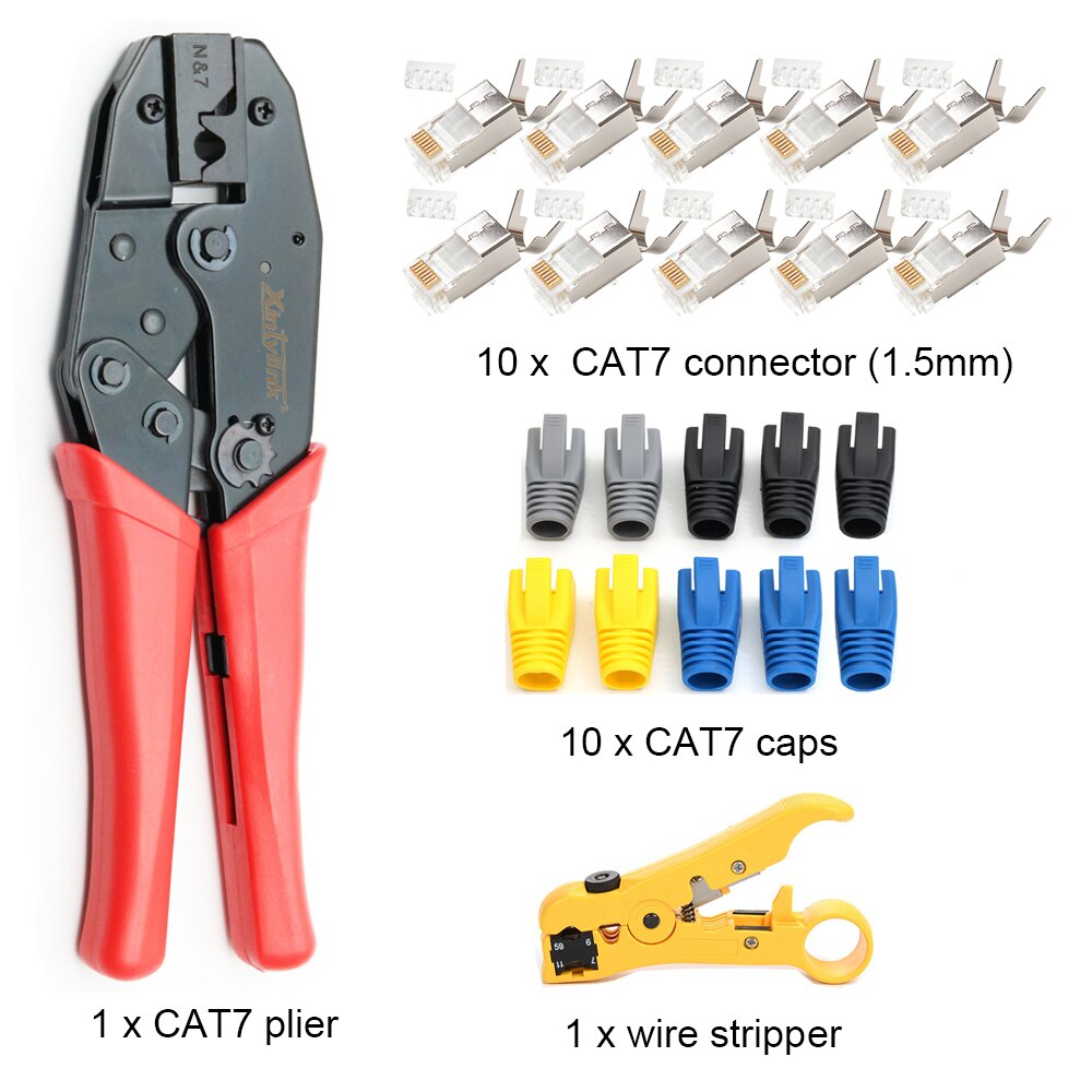 xintylink RJ45 crimper cat7 cat6a hand tools Crimping Cable Stripper pressing line clamp 8p8c pliers connector clip clipper: set B