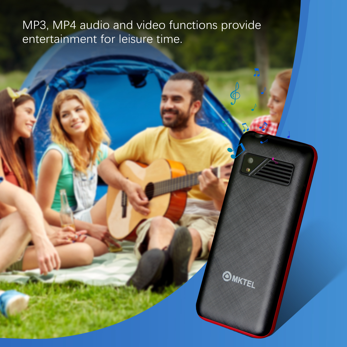 MKTEL M2023 4G Funktionstelefon 2,4-Zoll-Bildschirm Dual SIM Dual bereithalten 1800 mAh Akku 3 in 1 Lautsprecher MP3/MP4/FM Radio Puguang Lampe