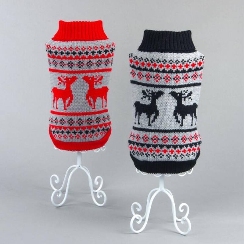 Kæledyrshund julesweater tøj jule vinter varm hvalp kat frakke jakke blødt striktøj til små mellemstore hunde