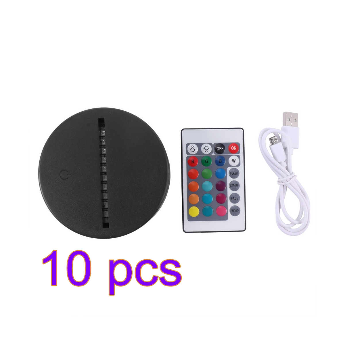 led lamp base Touch Switch Modern Black USB Cable Remote Control Night Light Acrylic 3D Led Night Lamp Assembled: 10 pcs