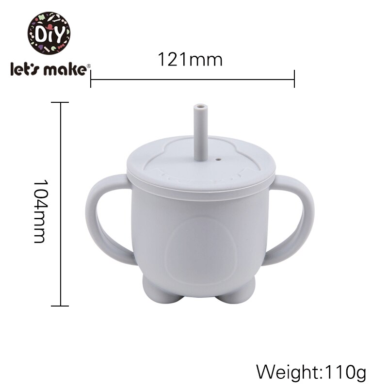 La oss lage 1pc tåteflaskekopper til å lære drikkevarer silikon sippy kopp småbarn barn silikon sippy kopp har lokk: Grå