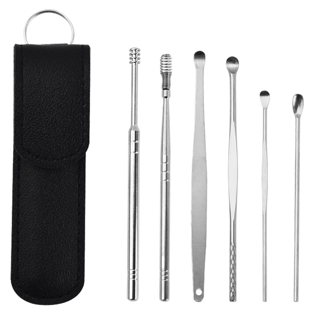 6 Piece Ear Cleaner Tool Stainless Steel Ear Wax Removal Kit Ear Cleaning Spoon Set Ears Tool Ear Pick Tool with Storage Box: Option 3