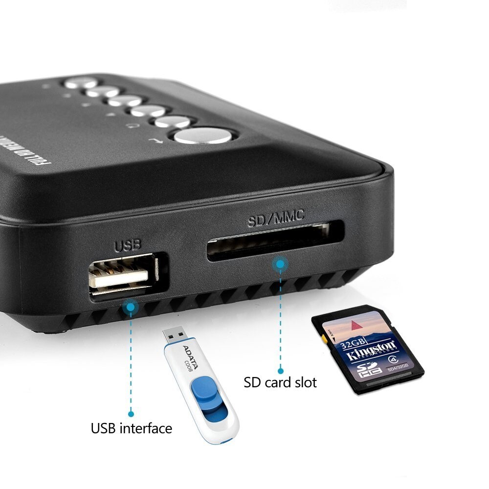 JEDX mp018 Full HD 1080 P Media player RM MKV H.264 de AV HDMI tarjeta SD de soporte de hasta 32 GB USB2.0 anfitrión